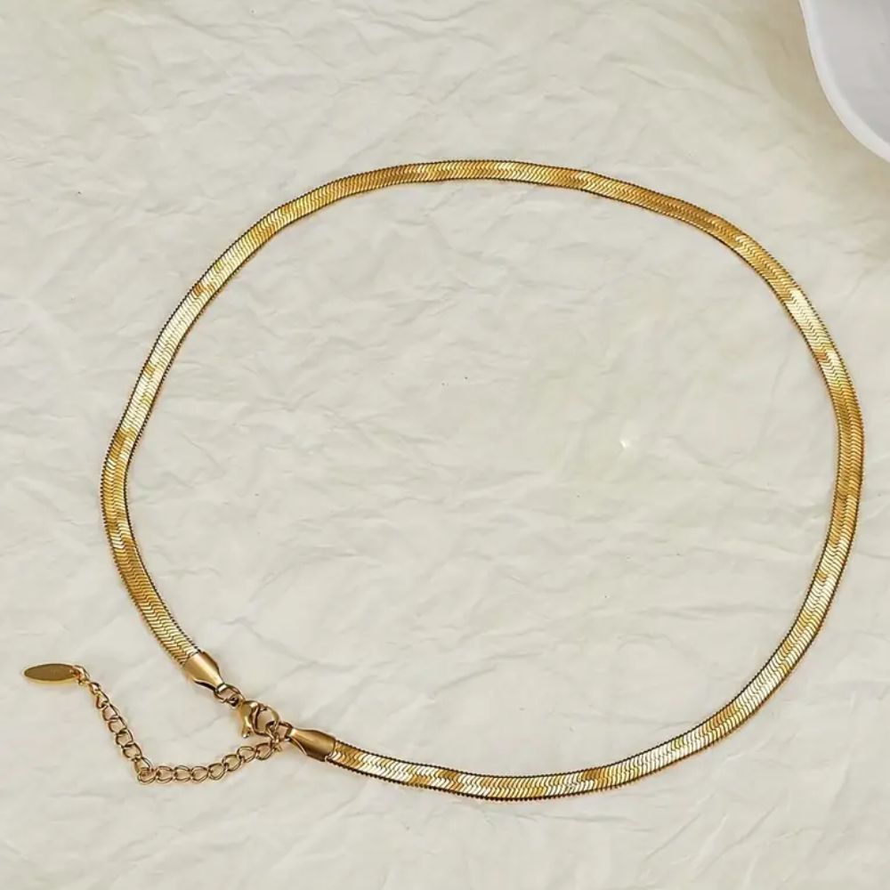 GOLD HERRINGBONE NECKLACE - Concordia Style Boutique