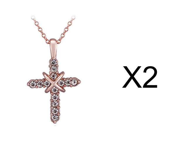 Studded Jesus Cross Necklace Clavicle Chain - Premium necklace from Concordia Style Boutique - Just $13.44! Shop now at Concordia Style Boutique