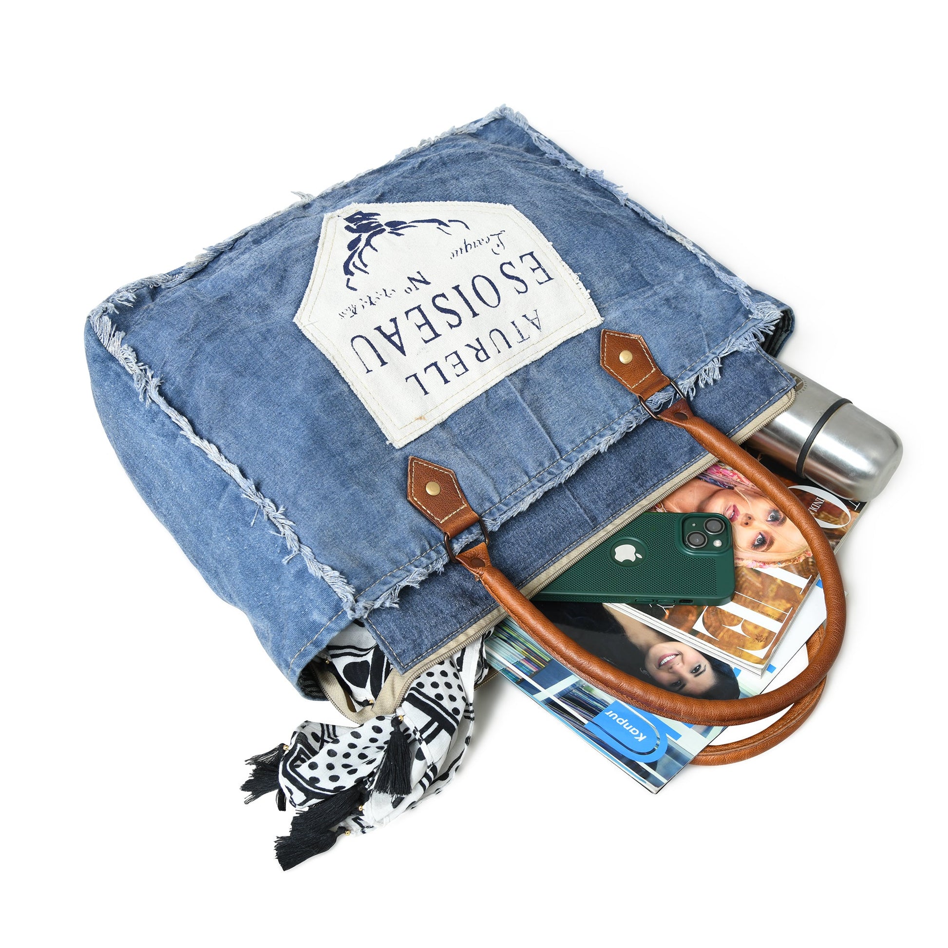 Denim Boho Chic Canvas Shoulder Bag - Concordia Style Boutique