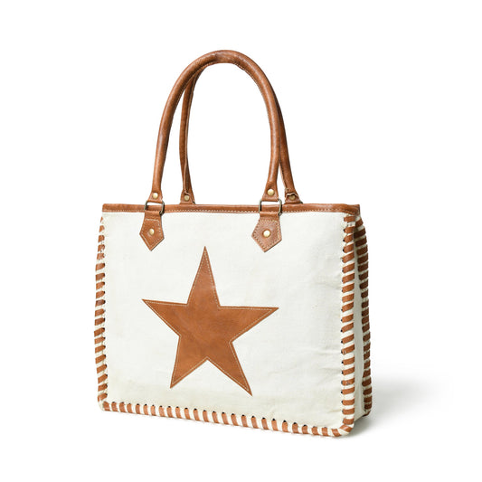 Star Upcycled Canvas Shoulder Tote - Concordia Style Boutique