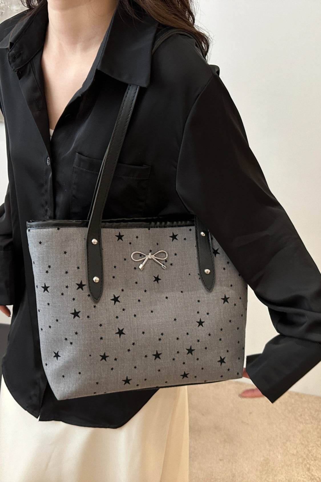 Bow Trim Polyester Tote Bag - Concordia Style Boutique