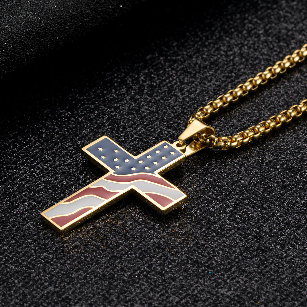 Flag & Cross Necklace - Premium Flag & Cross Necklace from Concordia Style Boutique - Just $10.80! Shop now at Concordia Style Boutique