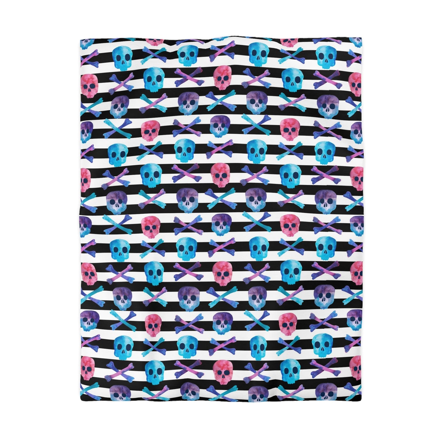 "Skulls and Stripes" Microfiber Duvet Cover