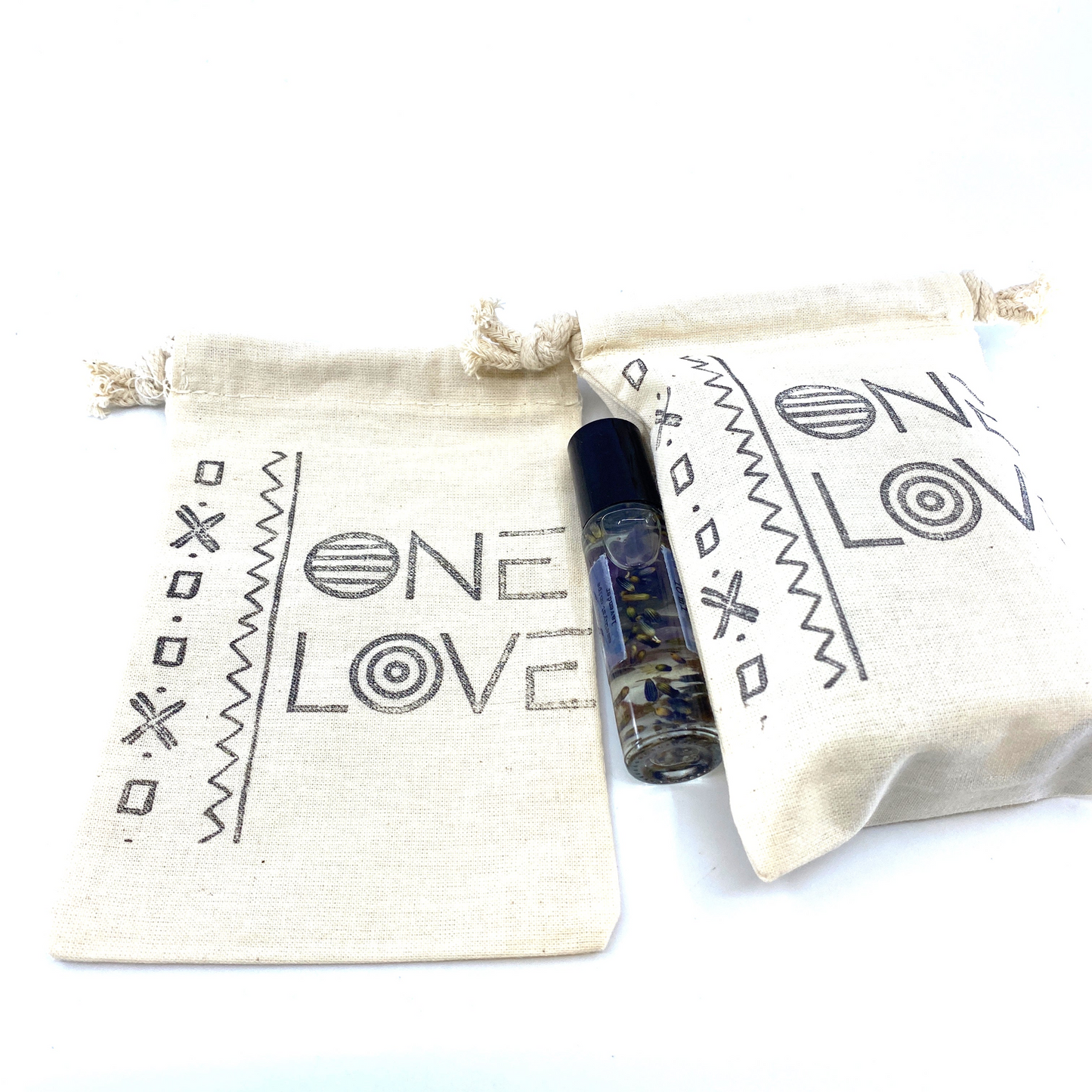 Hand Stamped, One Love, Cotton Drawstring Pouch - 4" x 6" - Premium Cotton Drawstring Pouch from Concordia Style Boutique - Just $12! Shop now at Concordia Style Boutique