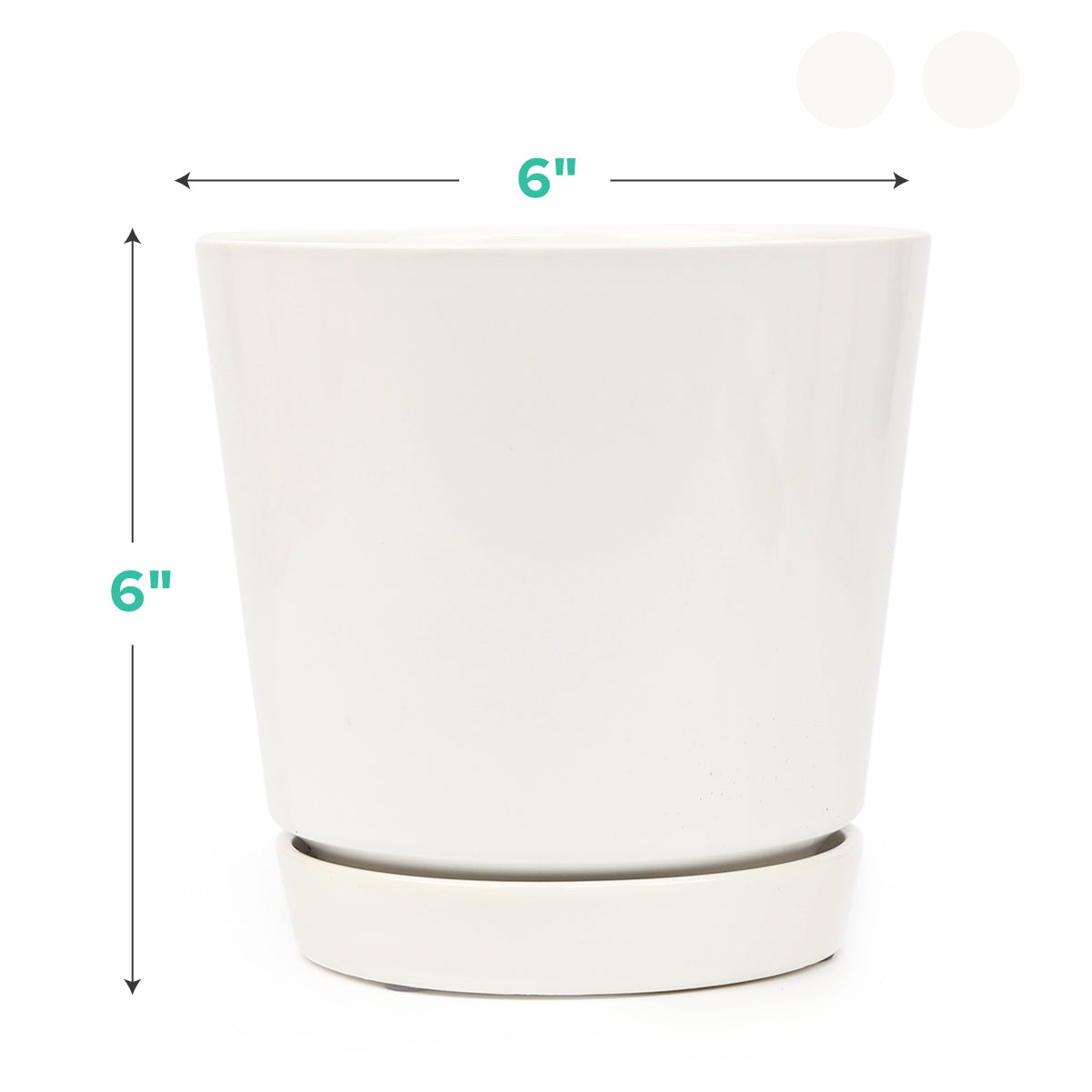 Pack of 3 6 inch White Minimalist Pot with Saucer