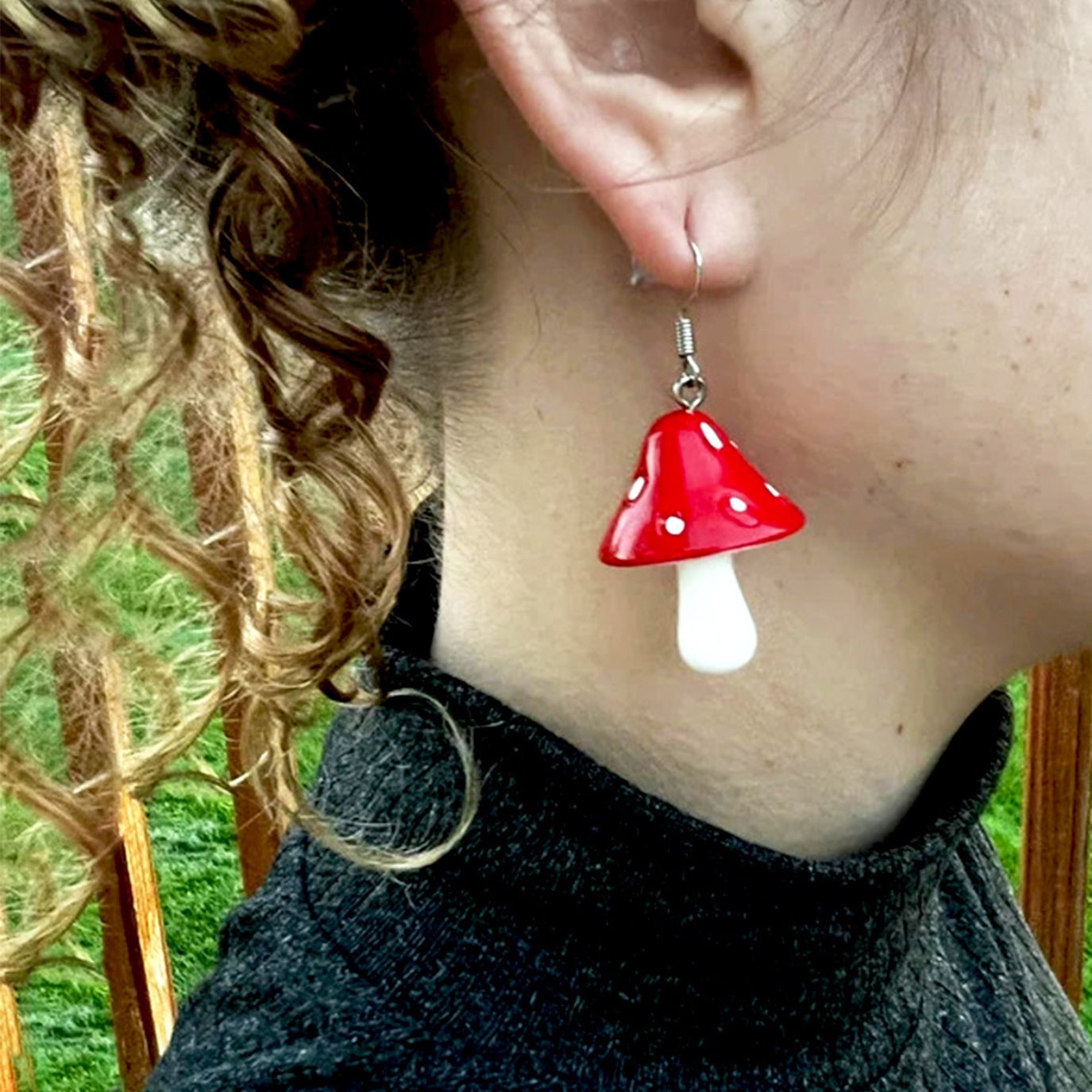 RED MUSHROOM EARRINGS (PAIR) - Concordia Style Boutique