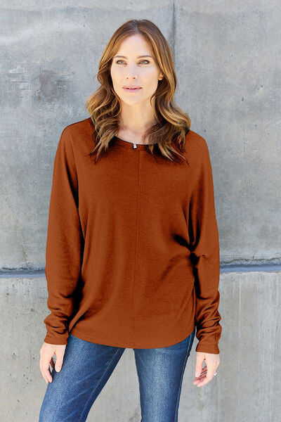 Double Take Full Size Round Neck Long Sleeve T-Shirt - Concordia Style Boutique