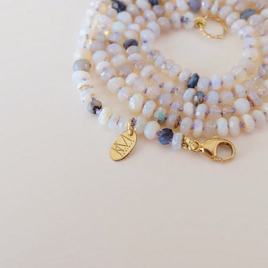 Australian Opal Bead Necklace 14K Gold