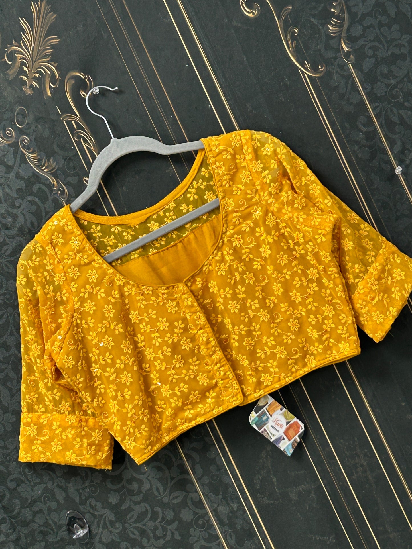 Chikankari blouse : yellow