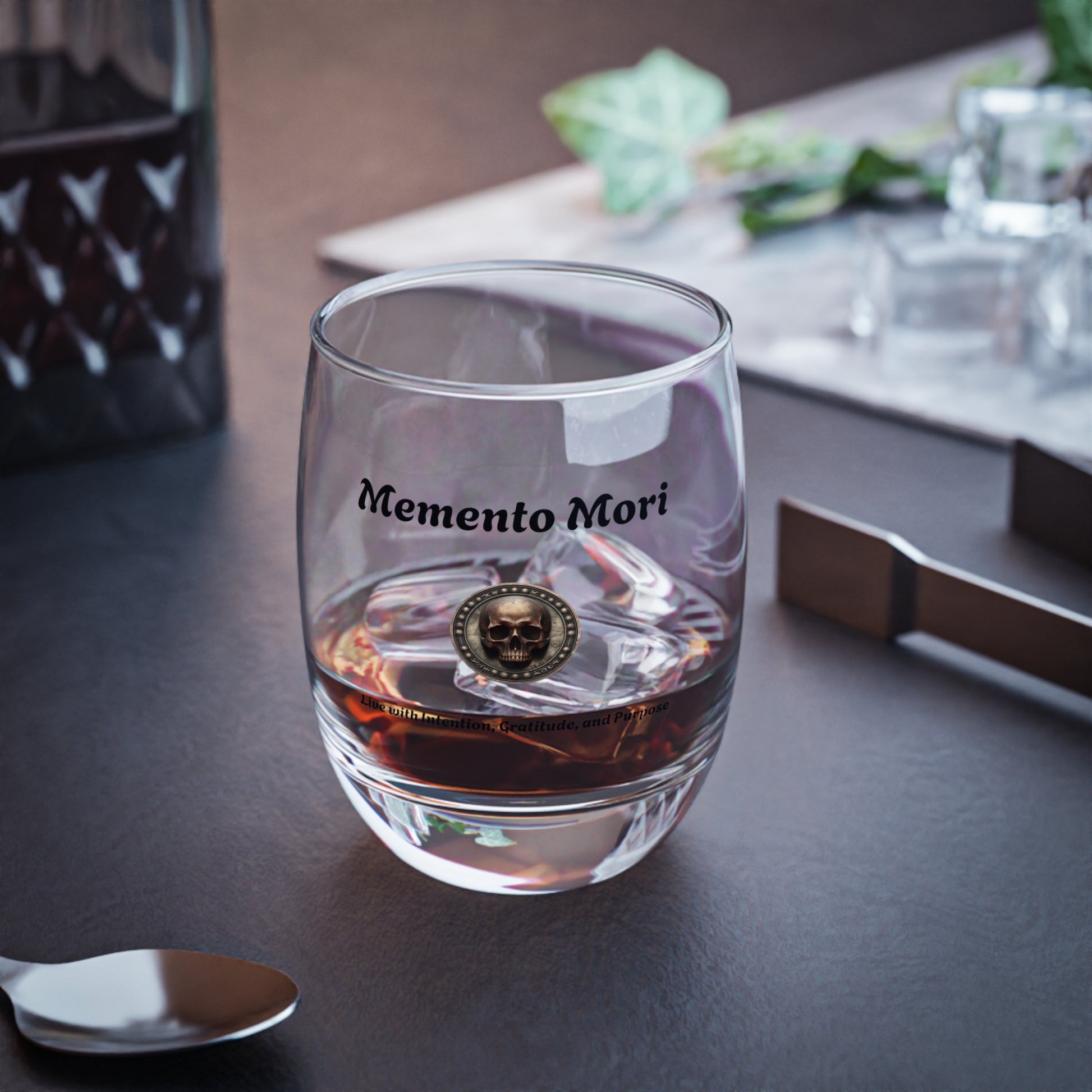 "Memento Mori" Whiskey Glass - "Live with Intention, Gratitude, and Purpose" - Premium Mug from Concordia Style Boutique - Just $22.93! Shop now at Concordia Style Boutique