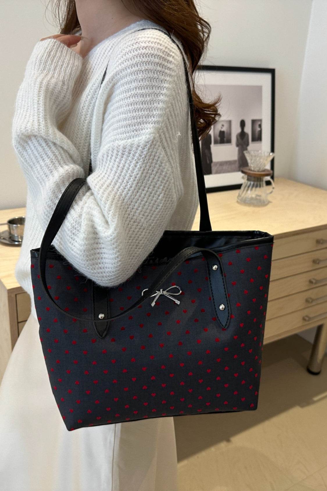 Bow Trim Polyester Tote Bag - Concordia Style Boutique