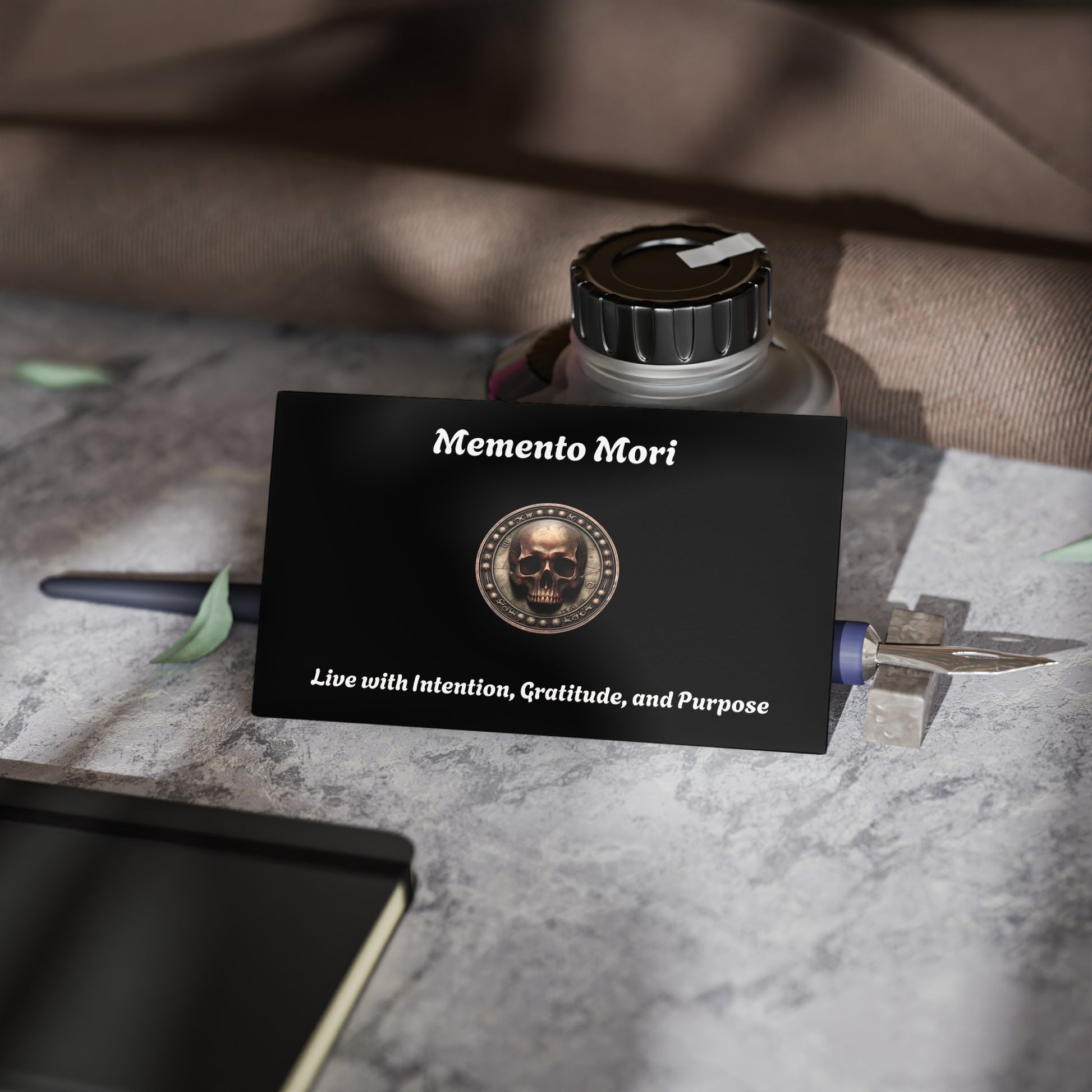 "Memento Mori" Business Cards - "Live with Intention, Gratitude, and Purpose" - Premium Business Cards from Concordia Style Boutique - Just $19.20! Shop now at Concordia Style Boutique