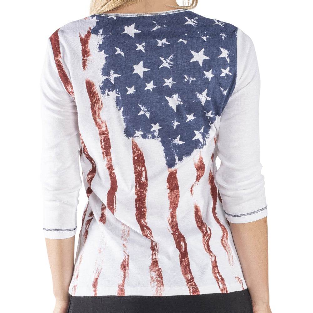 Women's Old Glory 3/4 Sleeve Top - Concordia Style Boutique