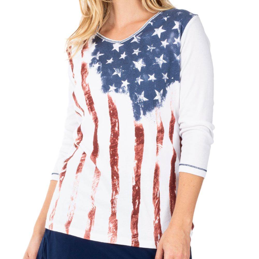 Women's Old Glory 3/4 Sleeve Top - Concordia Style Boutique