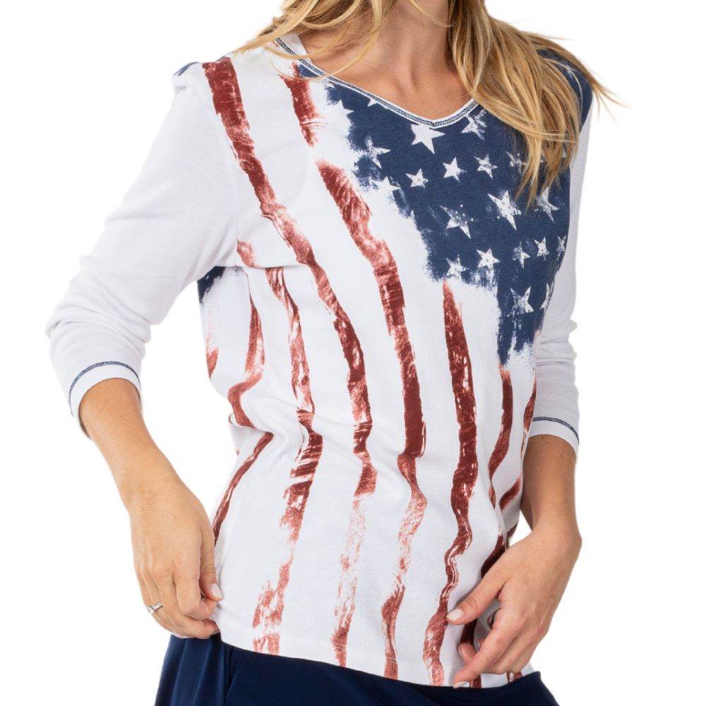 Women's Old Glory 3/4 Sleeve Top - Concordia Style Boutique