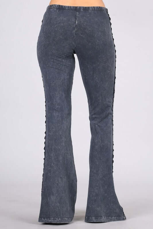 Side Crochet Lace Long & Lean Flare Bottom Jeggings Made in USA - Concordia Style Boutique