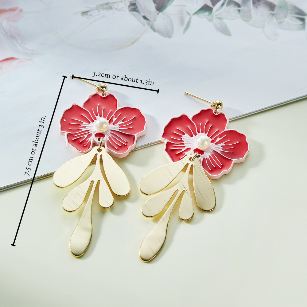 RED BLOSSOM EARRINGS (PAIR) - Concordia Style Boutique