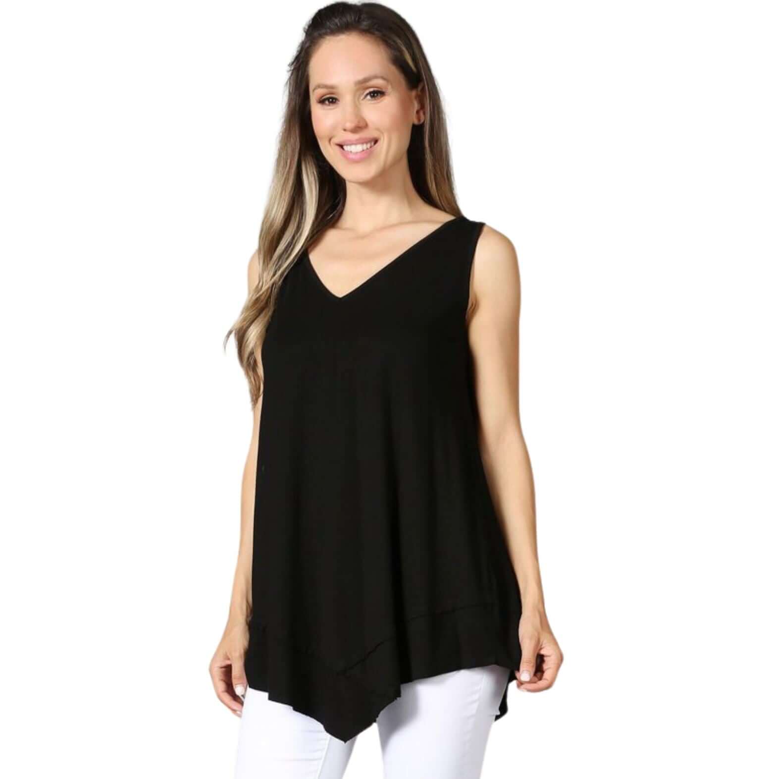Always Flattering Sleeveless Tunic in Black Made in USA - Concordia Style Boutique