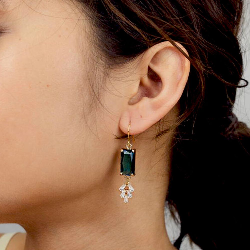 GLASS EMERALD EARRINGS (PAIR) - Concordia Style Boutique