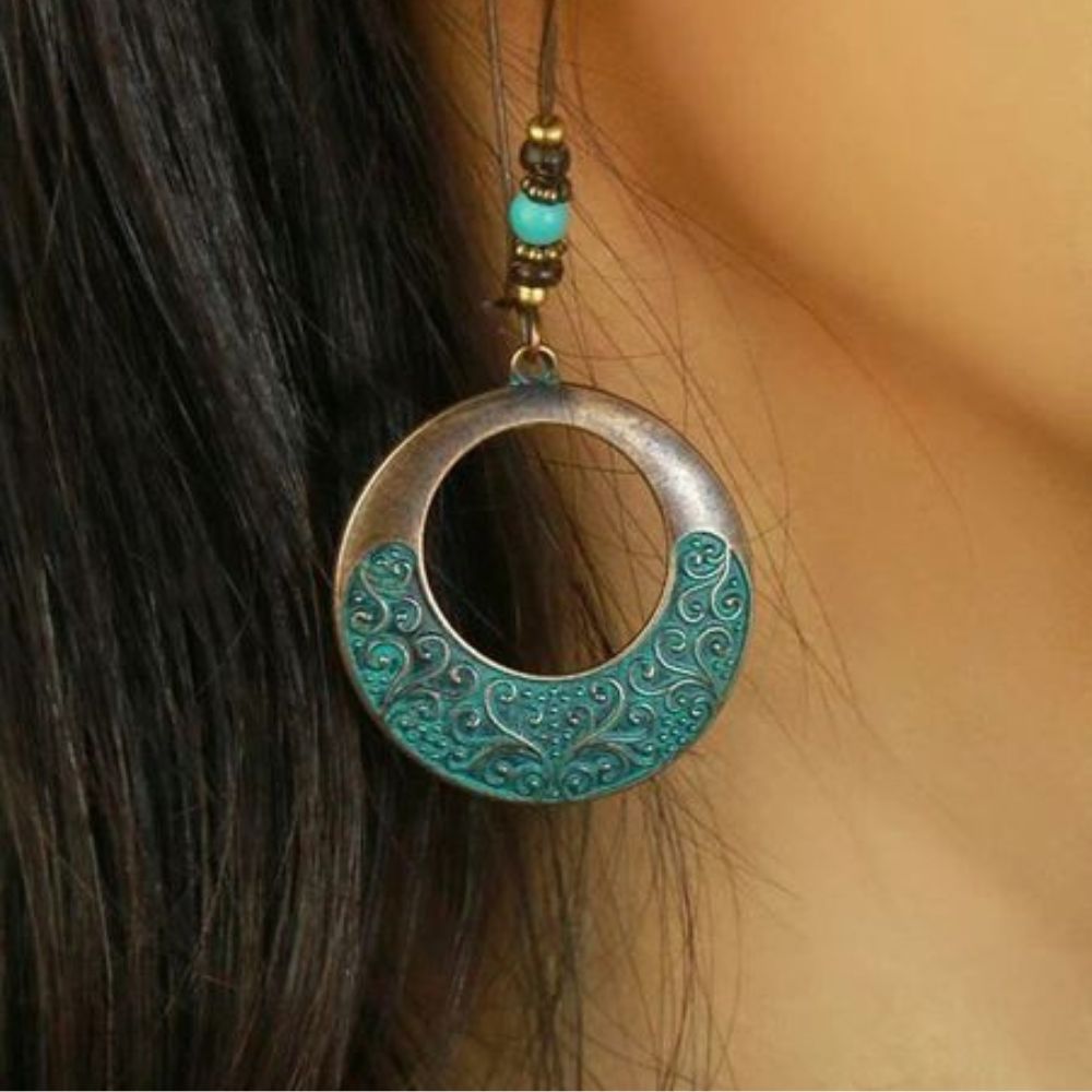 BOHO ROUND TURQUOISE EARRINGS - Concordia Style Boutique