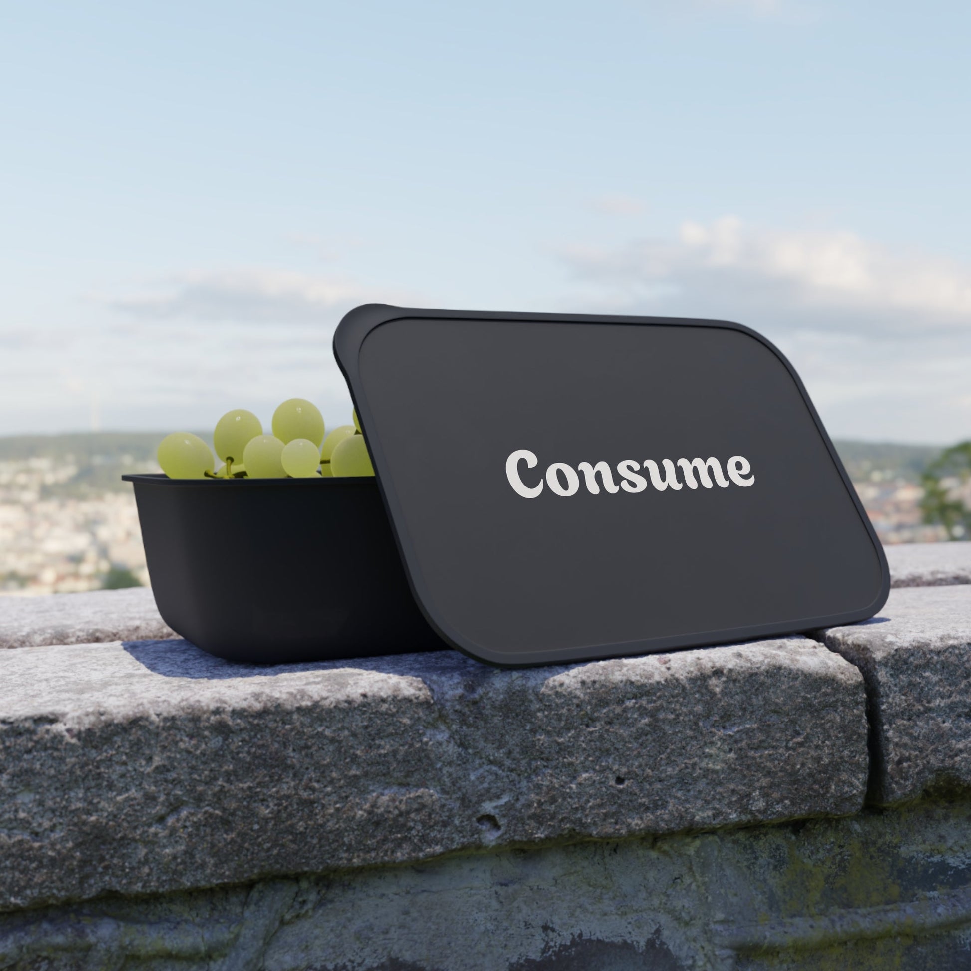 Eco-Friendly Bento Box for Meal Prep - 'Consume' Design with Utensils - Premium Bento Box from Concordia Style Boutique - Just $35.65! Shop now at Concordia Style Boutique