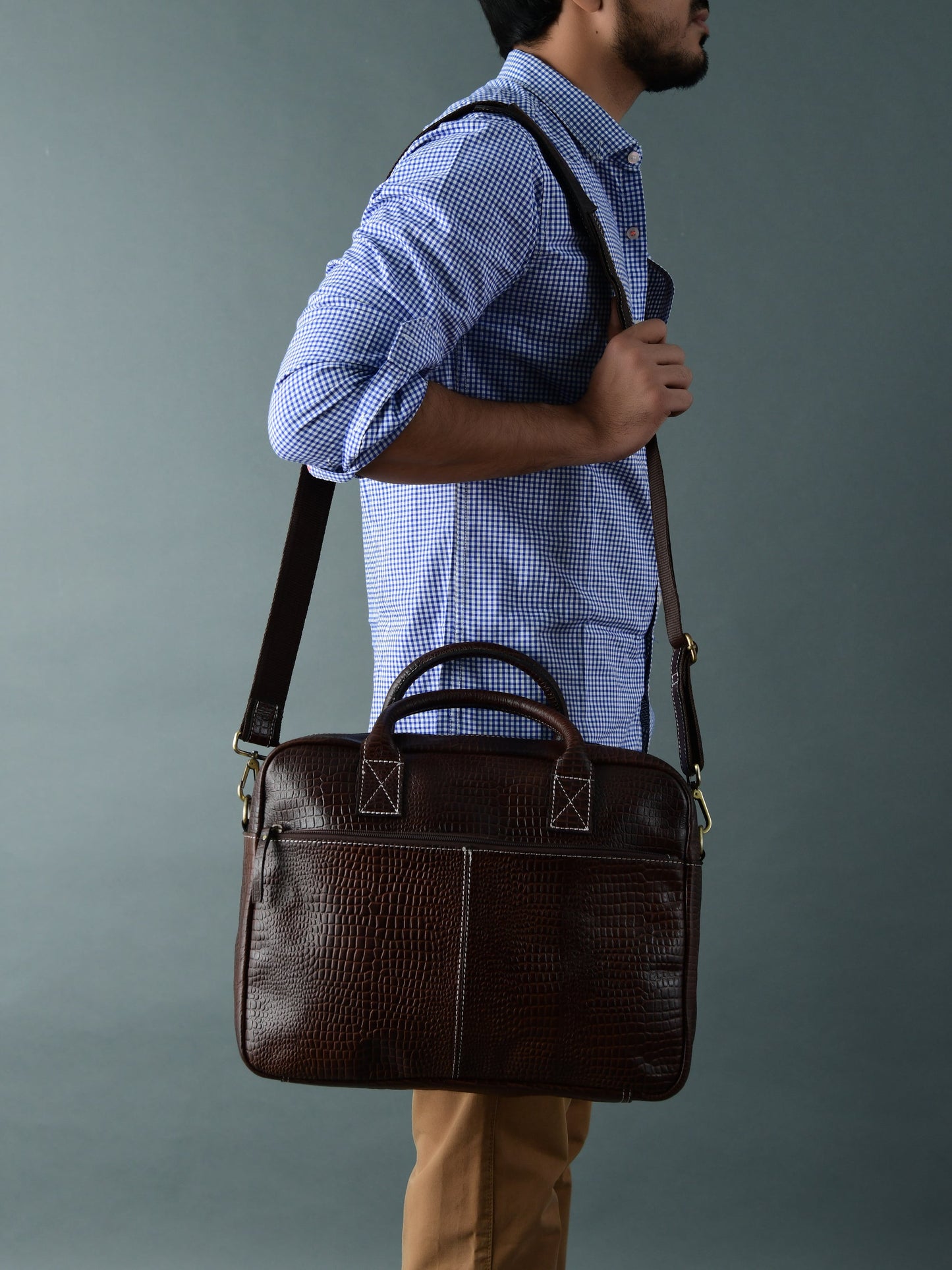 Laurent Leather Briefcase- Dark Brown - Concordia Style Boutique