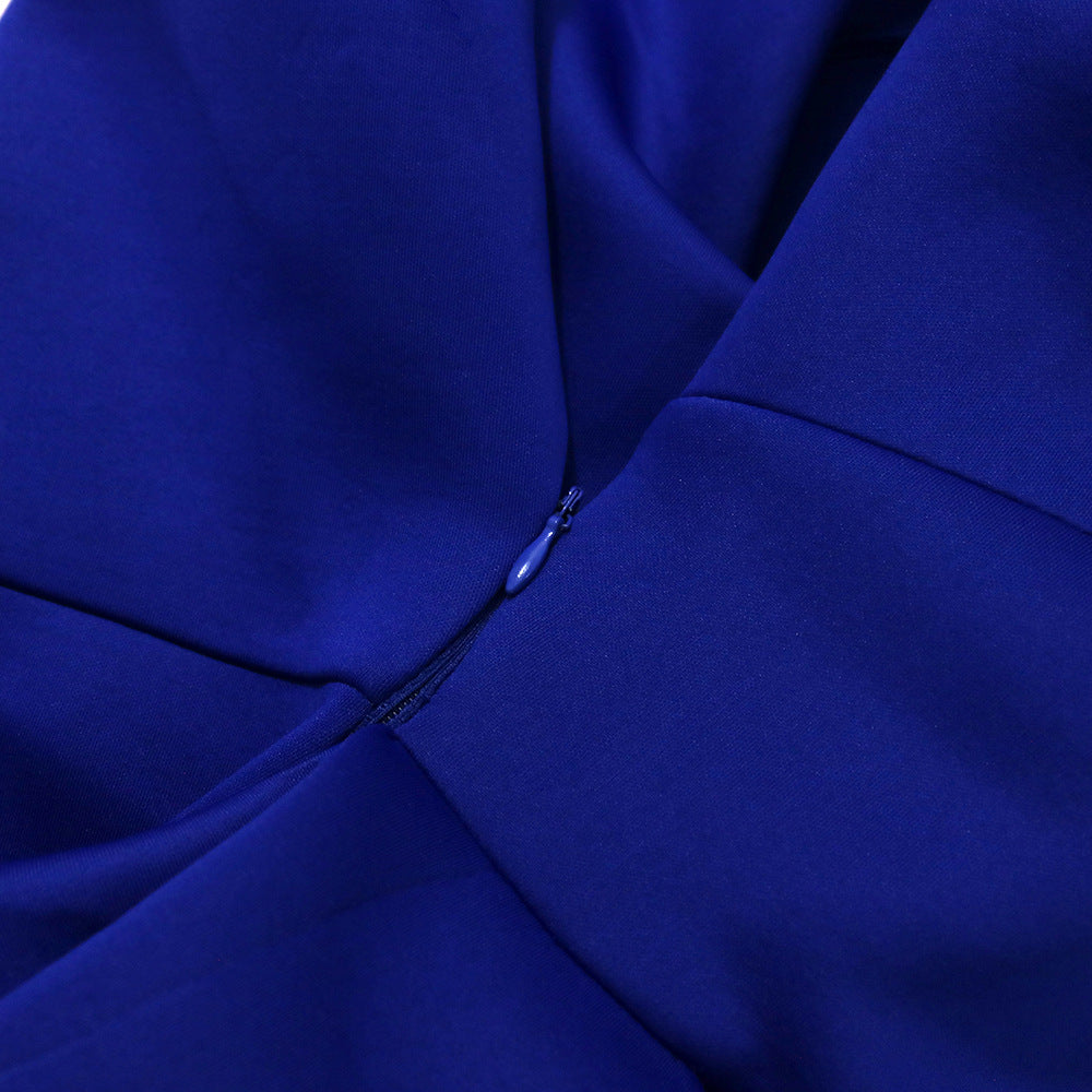 One Shoulder High Waist Large Size Slim Irregular Ruffle Gown Dress - Timeless Elegance With Contoured Fit