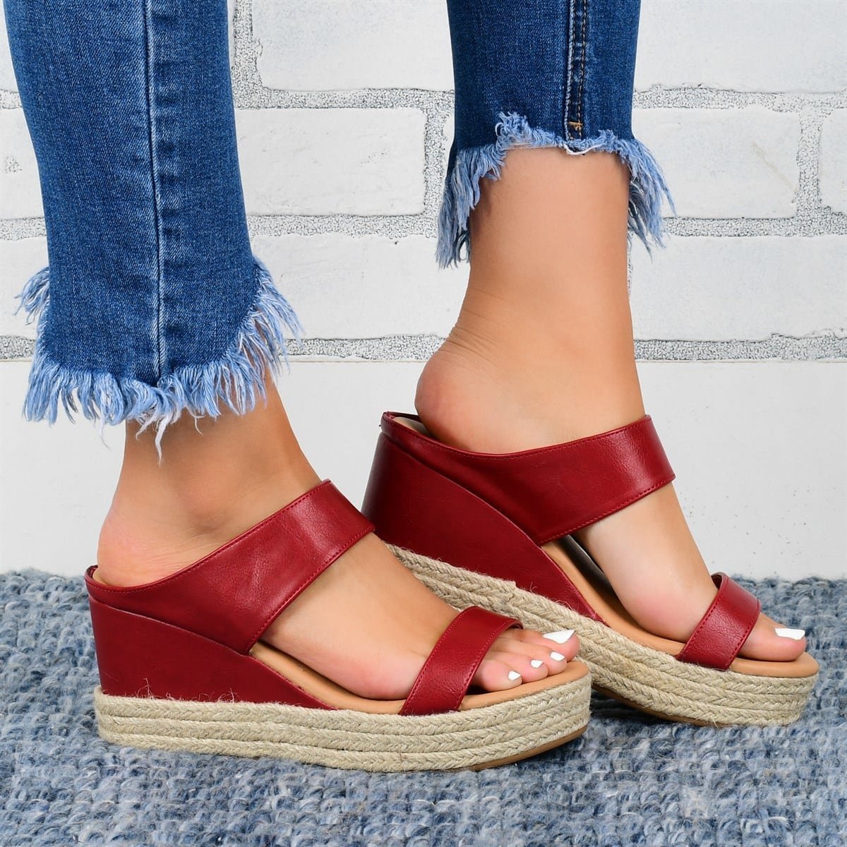 Wedge Heel Slippers - Casual Sandals-  Hemp High Wedge Heel Shoes - Premium Wedge Heel Slippers from Concordia Style Boutique - Just $35.43! Shop now at Concordia Style Boutique