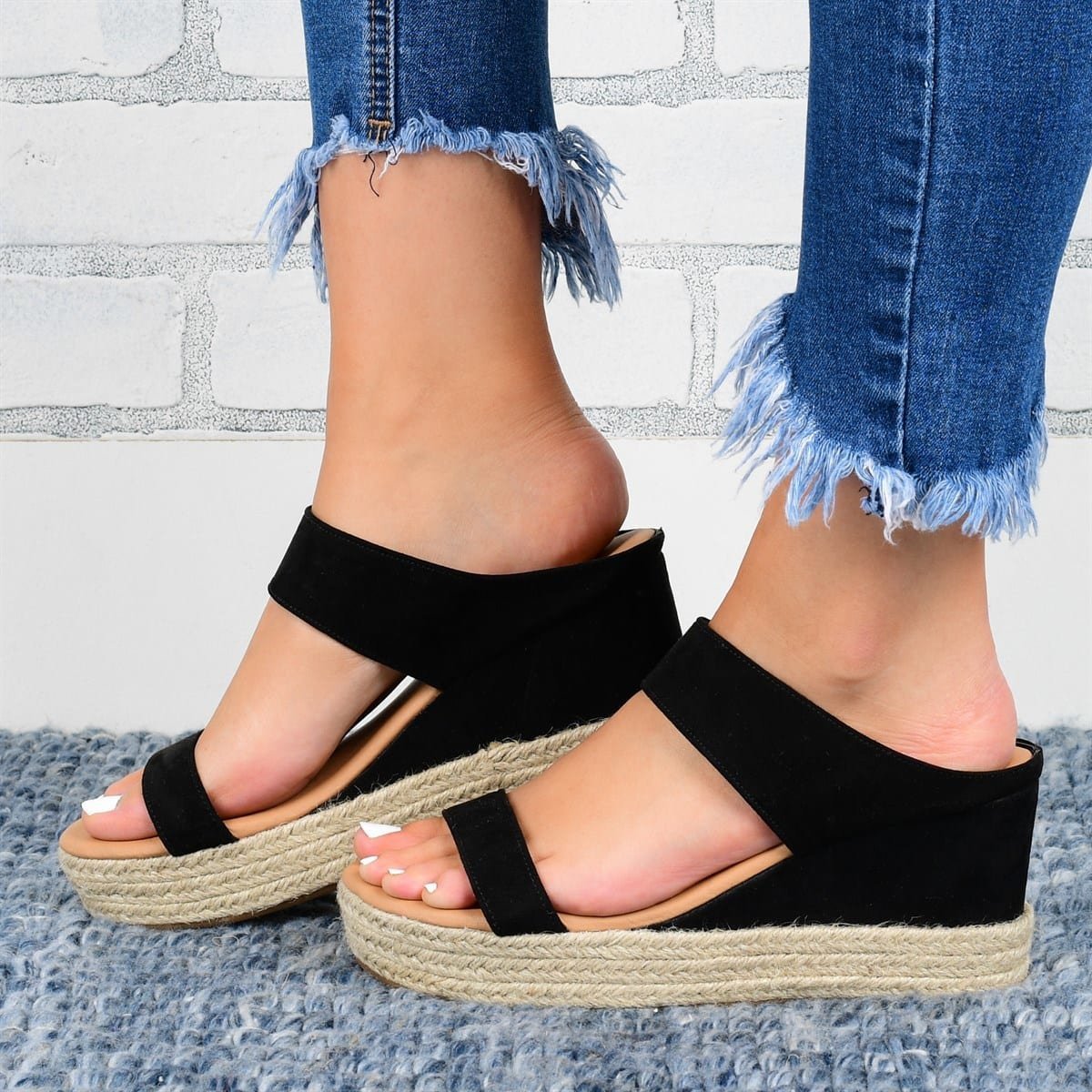 Wedge Heel Slippers - Casual Sandals-  Hemp High Wedge Heel Shoes - Premium Wedge Heel Slippers from Concordia Style Boutique - Just $35.43! Shop now at Concordia Style Boutique