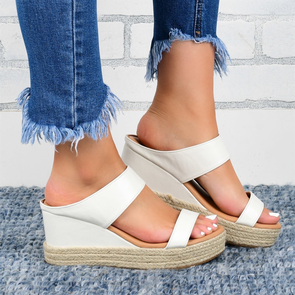 Wedge Heel Slippers - Casual Sandals-  Hemp High Wedge Heel Shoes - Premium Wedge Heel Slippers from Concordia Style Boutique - Just $35.43! Shop now at Concordia Style Boutique