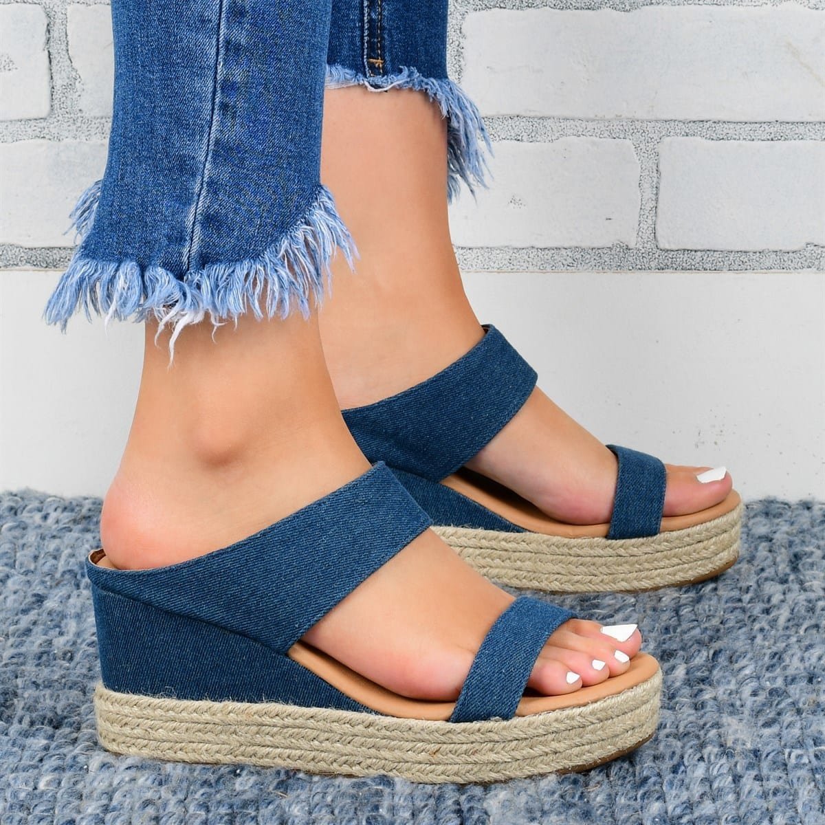 Wedge Heel Slippers - Casual Sandals-  Hemp High Wedge Heel Shoes - Premium Wedge Heel Slippers from Concordia Style Boutique - Just $35.43! Shop now at Concordia Style Boutique