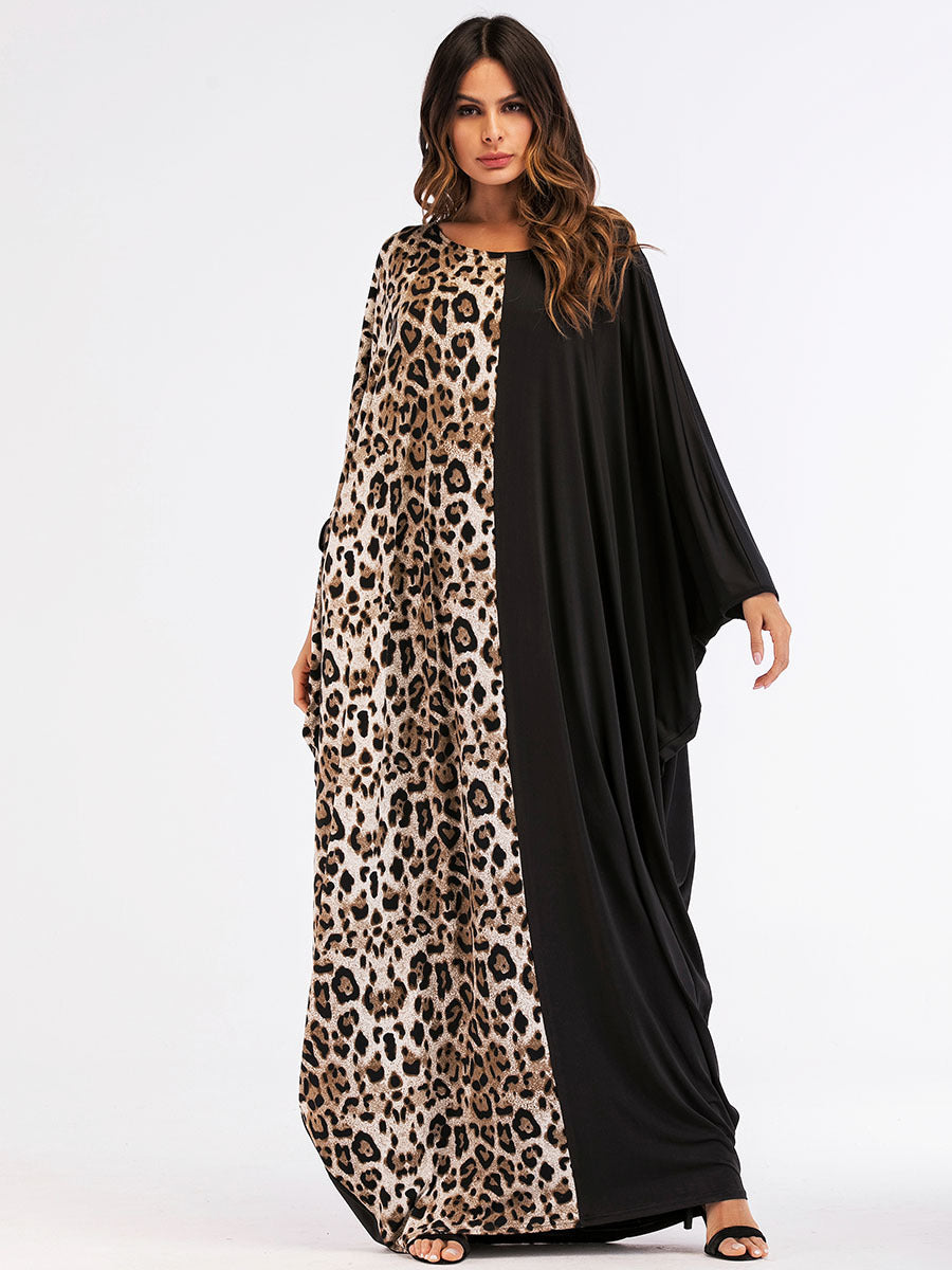 Leopard Knit Bat Sleeve Dress Muslim Robe Ramadan - Premium robe from erDouckan - Just $87.99! Shop now at Concordia Style Boutique