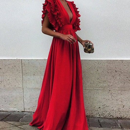 Plus Size Maxi Dress - Elegant Party Gown With Loose Waist And Long Silhouette