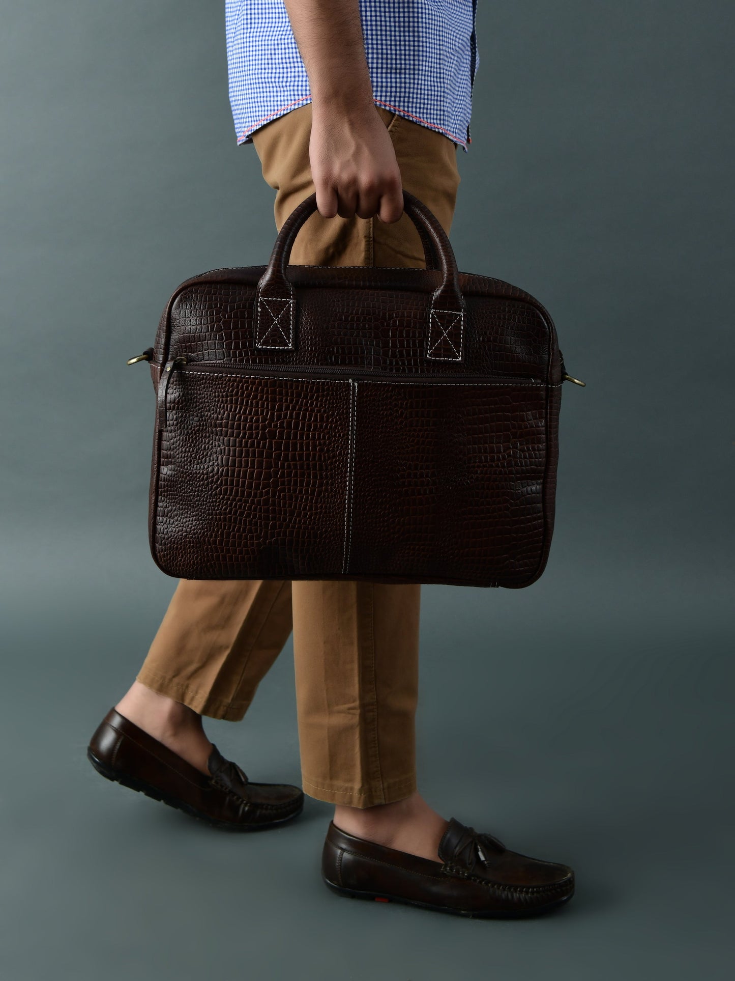 Laurent Leather Briefcase- Dark Brown - Concordia Style Boutique