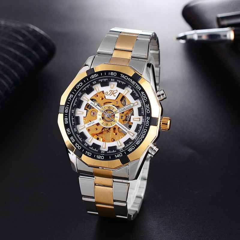 Men's Mechanical Fashion Watch Steel Band High-end Hollow Design
