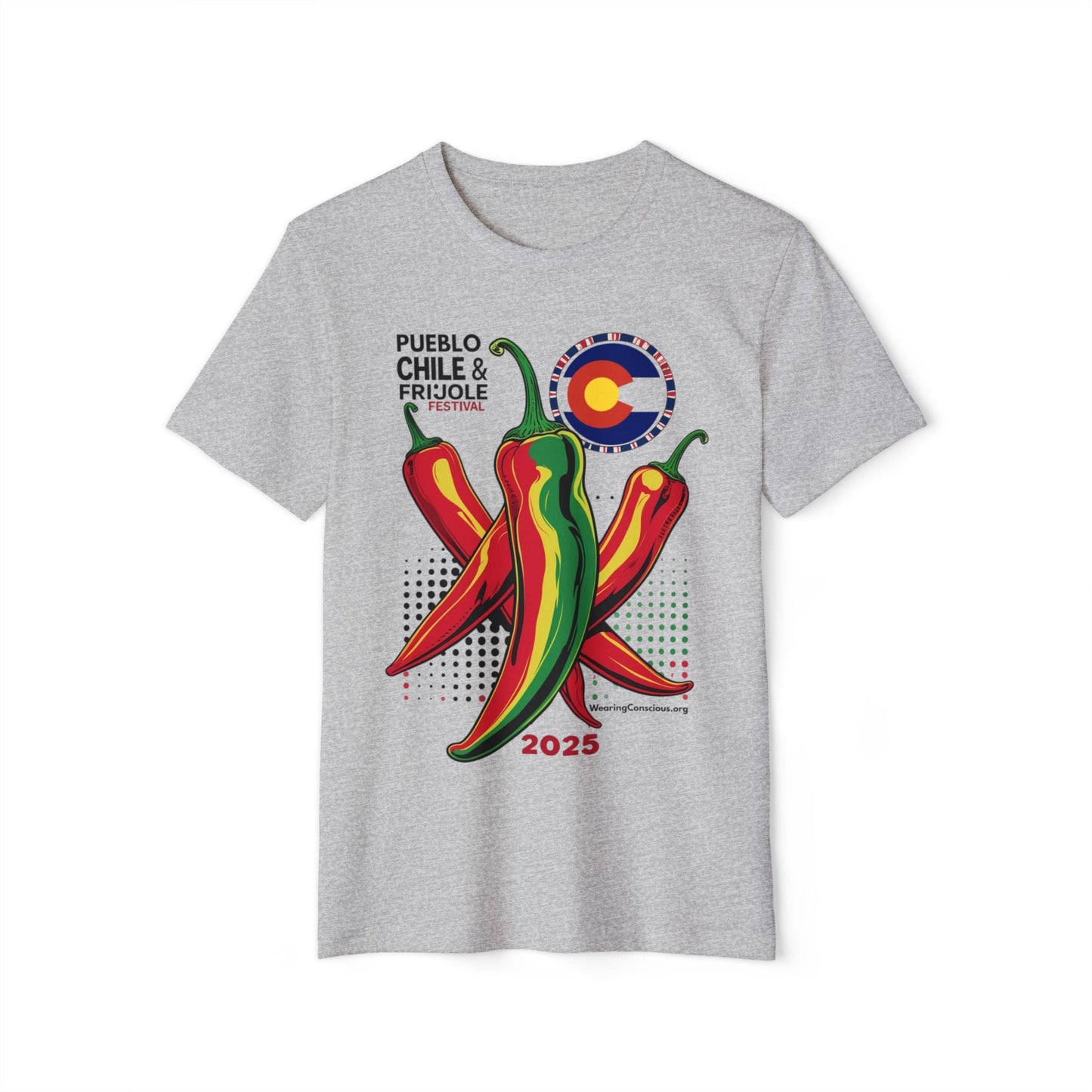 Eco-Friendly Unofficial Pueblo Chile & Frijoles Festival 2025 T-Shirt – Wear the Flavor of Colorado!