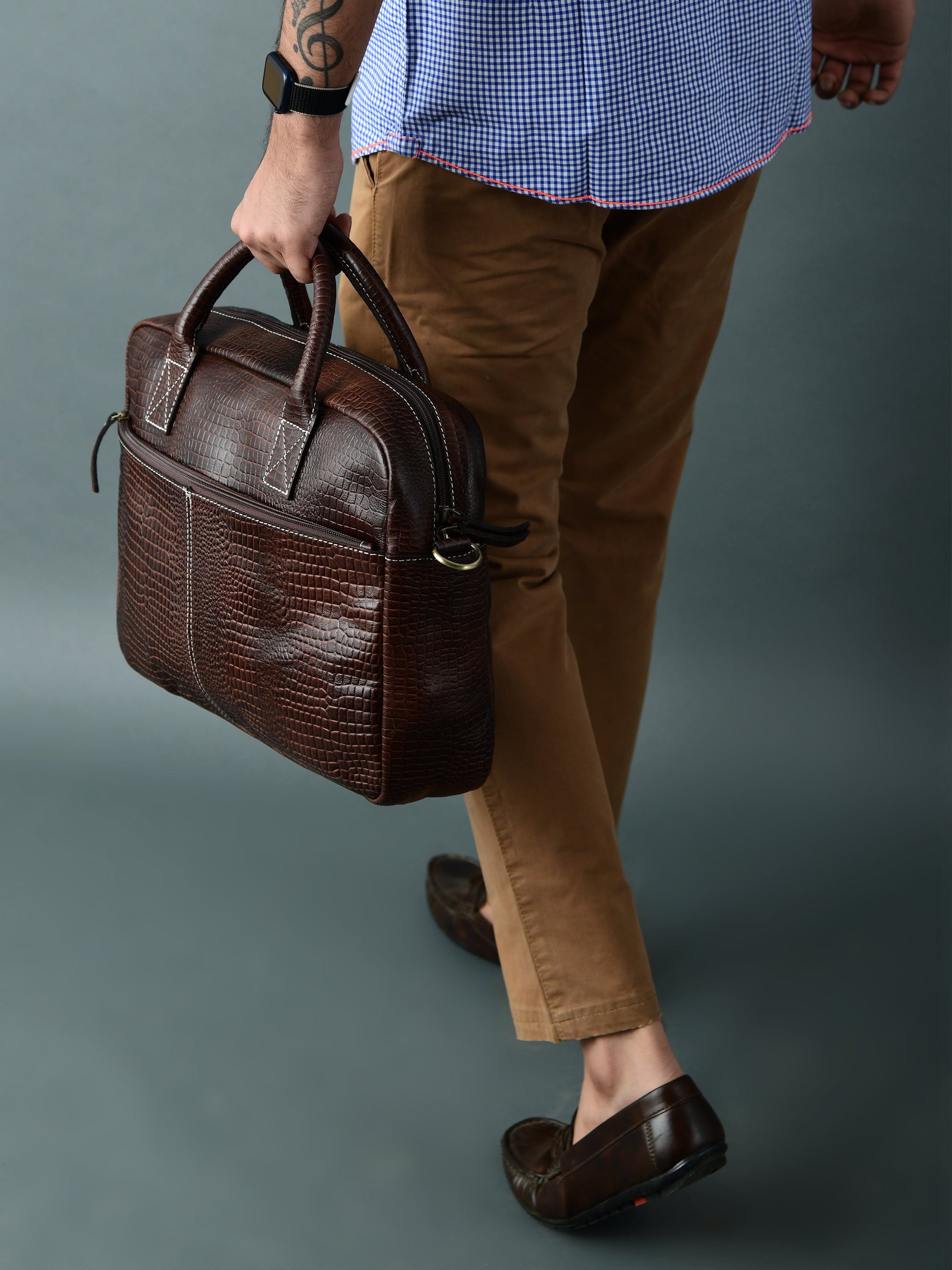 Laurent Leather Briefcase- Dark Brown - Concordia Style Boutique