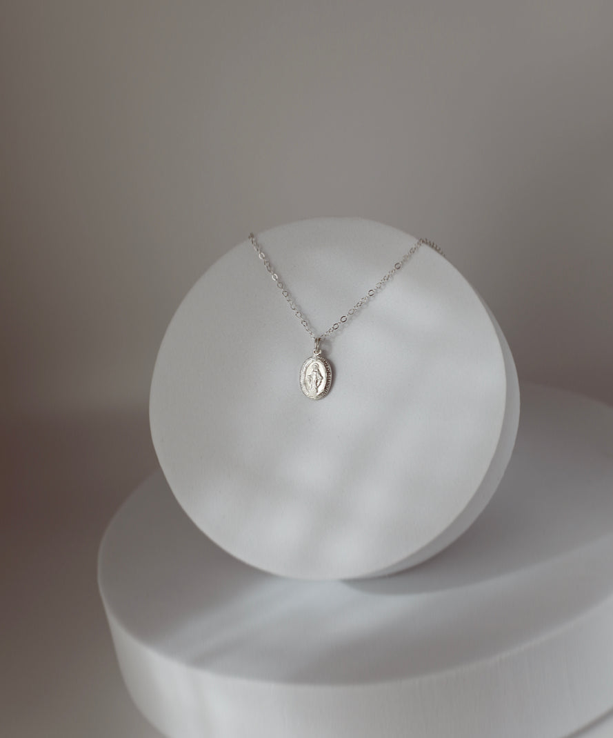Dainty Miraculous Medal Necklace in Silver