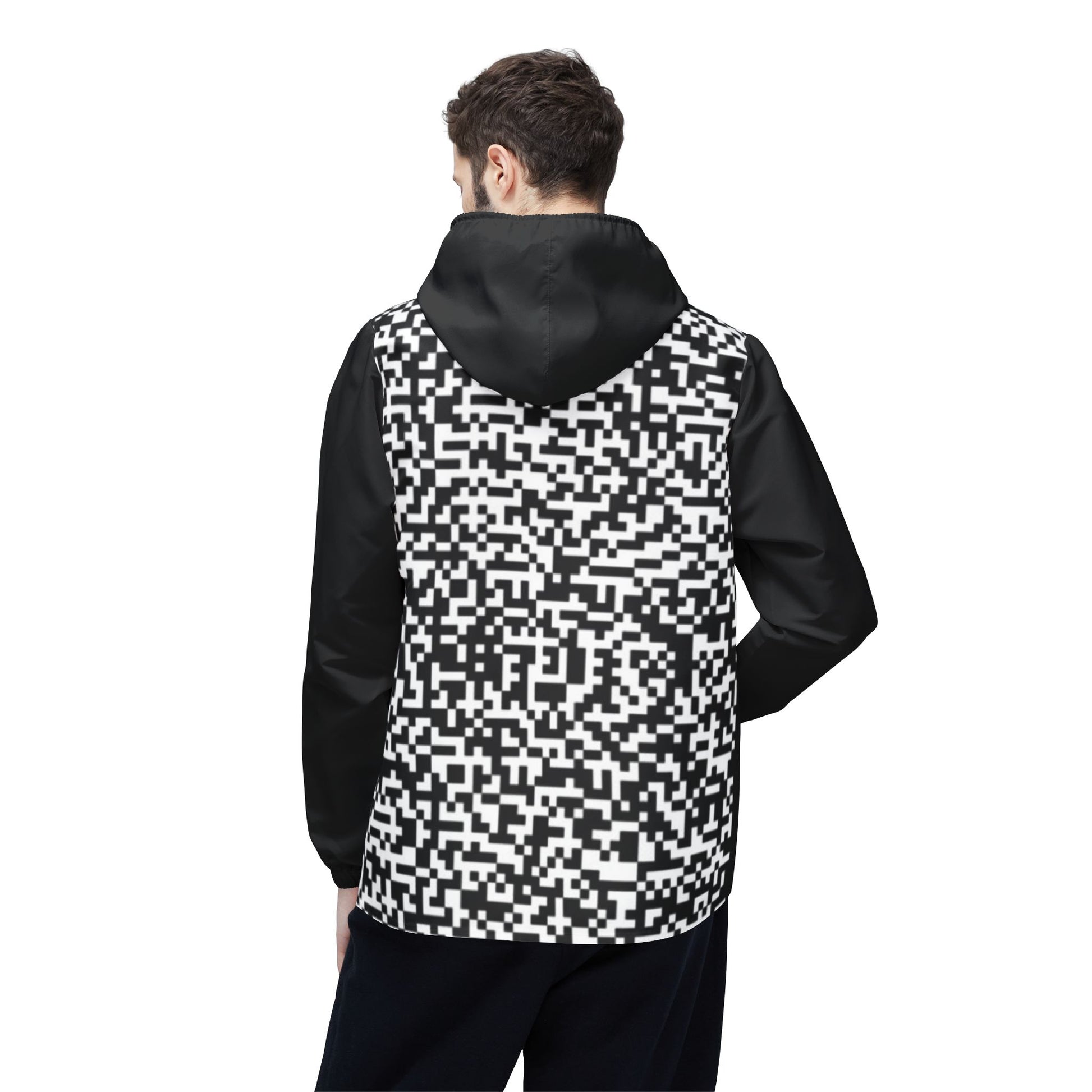 Windbreaker Jacket - "QR Code" - Premium Outerwear from Concordia Style Boutique - Just $108.18! Shop now at Concordia Style Boutique