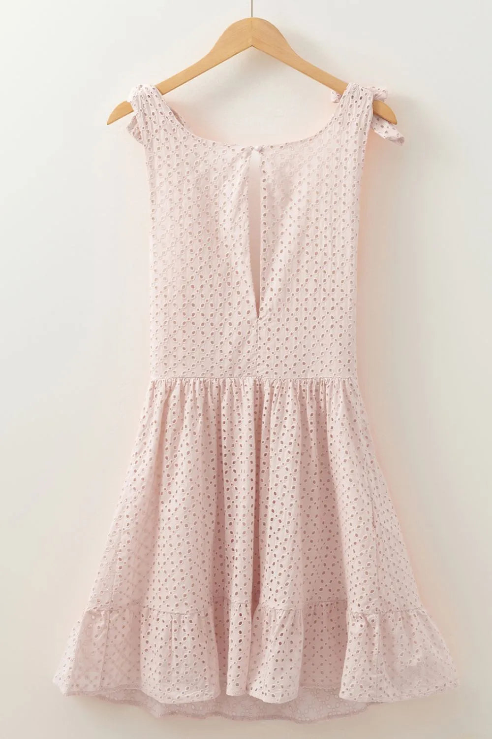 Embroidered Eyelets Ruffled Hem Sleeveless Mini Dress - Concordia Style Boutique