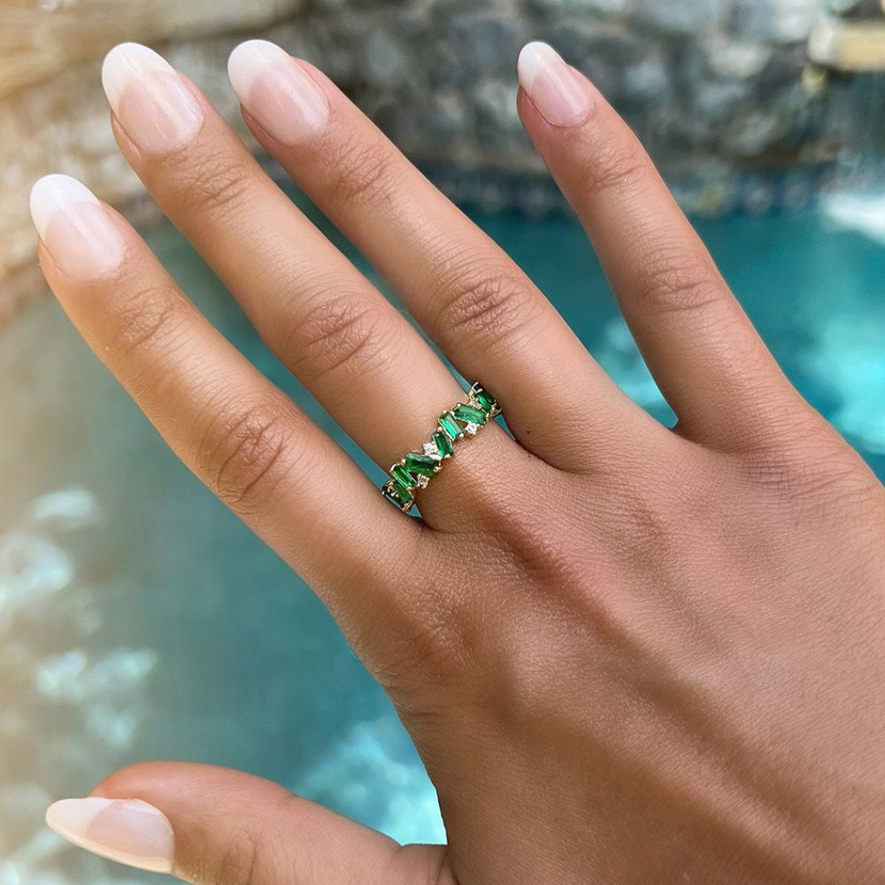 EMERALD BAGUETTE RING (ADJUSTABLE) - Concordia Style Boutique