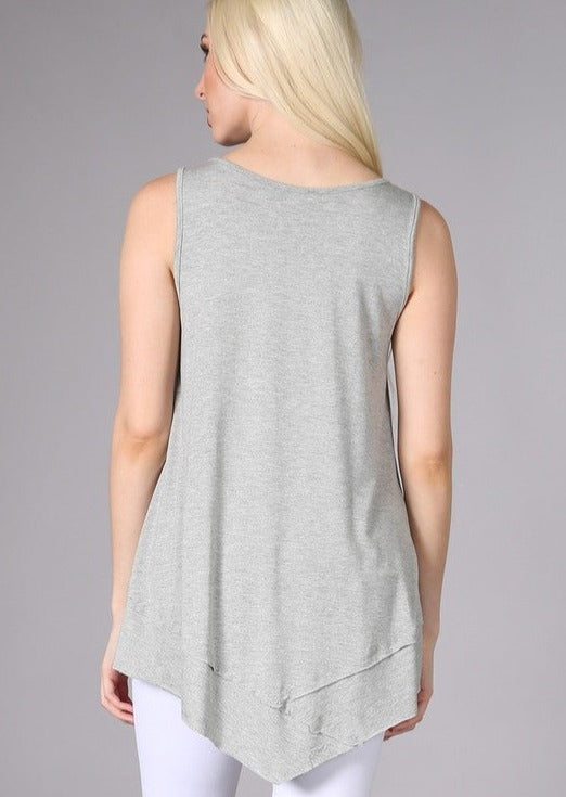 Flattering Sleeveless Tunic Heather Grey Made in USA - Concordia Style Boutique