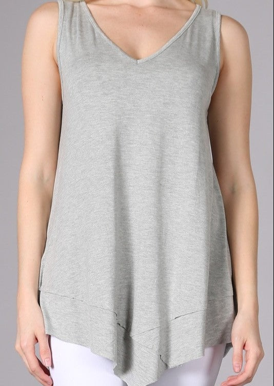 Flattering Sleeveless Tunic Heather Grey Made in USA - Concordia Style Boutique