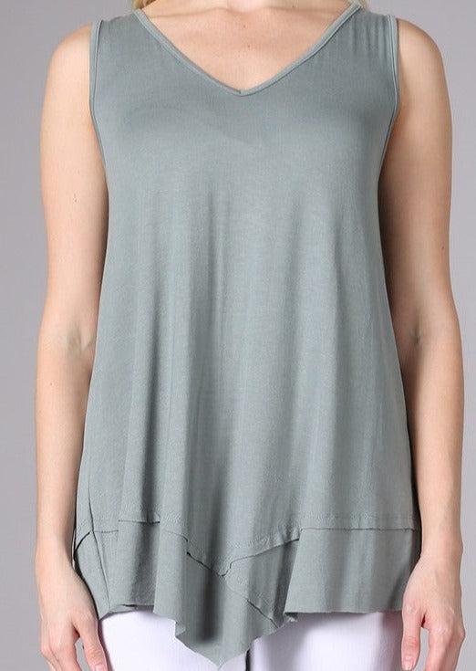 Always Flattering Sleeveless Tunic Light Sage Made in USA - Concordia Style Boutique