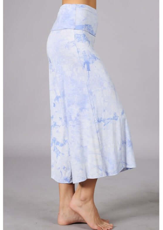 Summer Comfort Tie Dye Fold Over Waist Gaucho Pants Made in USA - Concordia Style Boutique