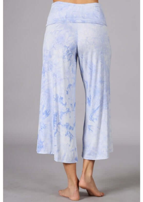 Summer Comfort Tie Dye Fold Over Waist Gaucho Pants Made in USA - Concordia Style Boutique