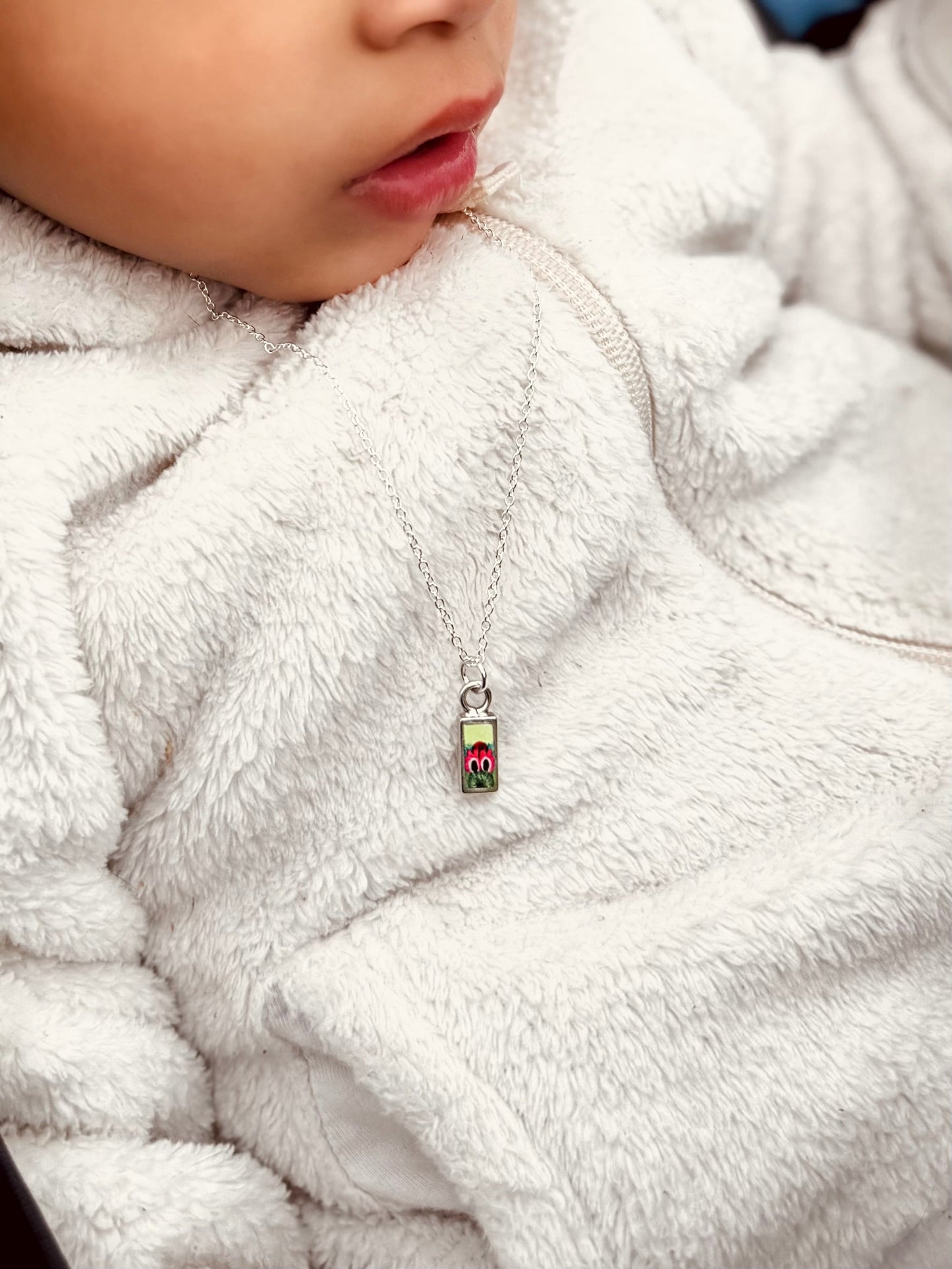 Baby Peeking Phanatic | Hand-Painted Pendant Necklace