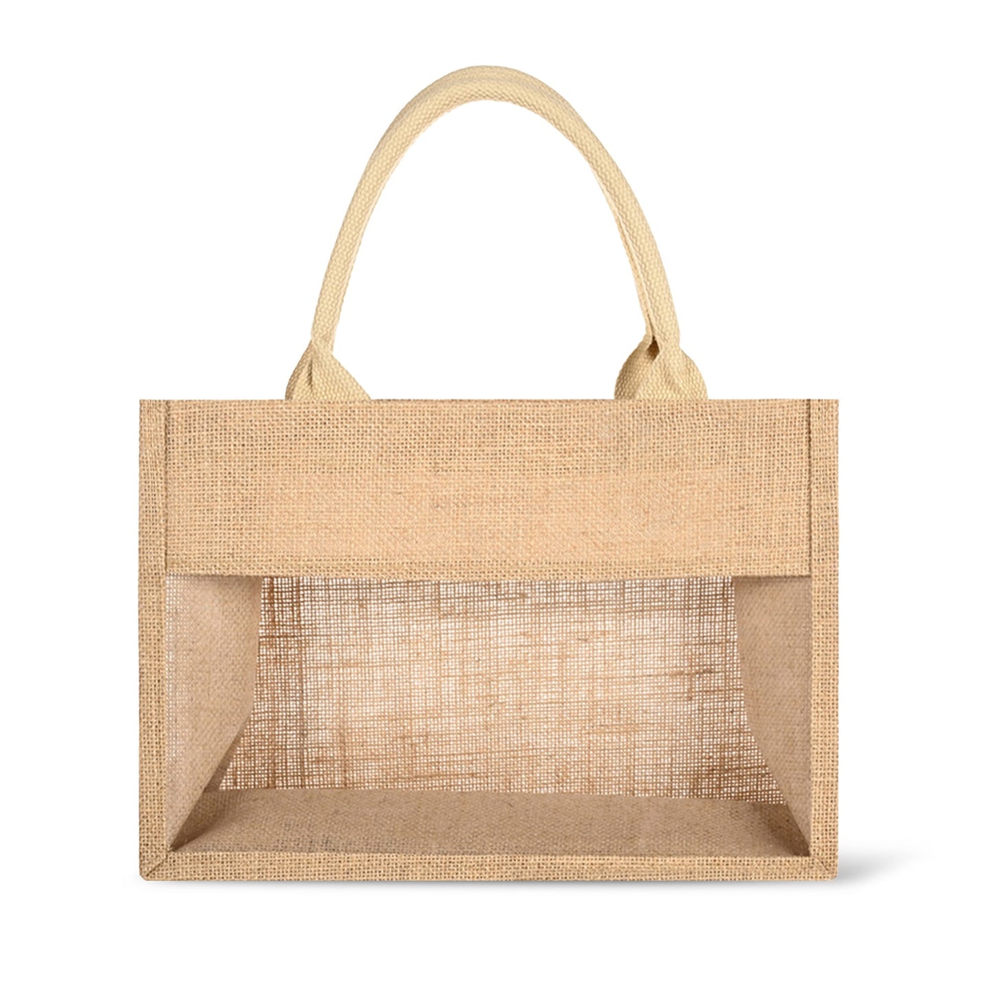 Jute Burlap Tote Bag with Transparent PVC Film Window - Premium Tote bag from Concordia Style Boutique - Just $24.38! Shop now at Concordia Style Boutique