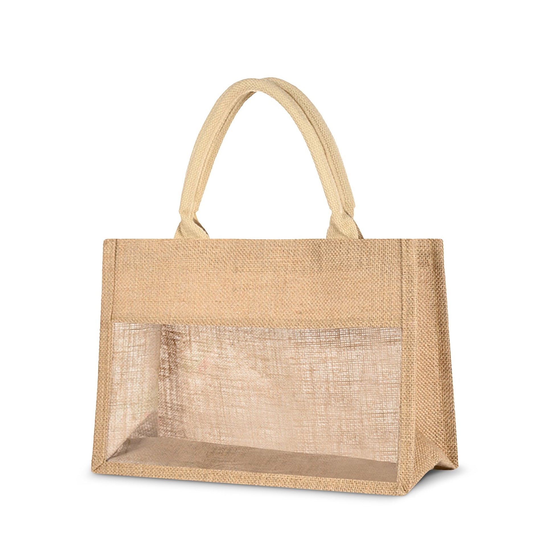 Jute Burlap Tote Bag with Transparent PVC Film Window - Premium Tote bag from Concordia Style Boutique - Just $24.38! Shop now at Concordia Style Boutique