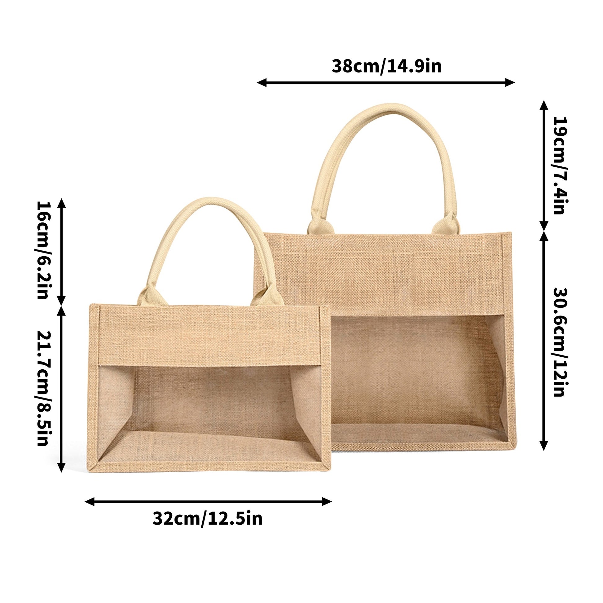 Jute Burlap Tote Bag with Transparent PVC Film Window - Premium Tote bag from Concordia Style Boutique - Just $24.38! Shop now at Concordia Style Boutique